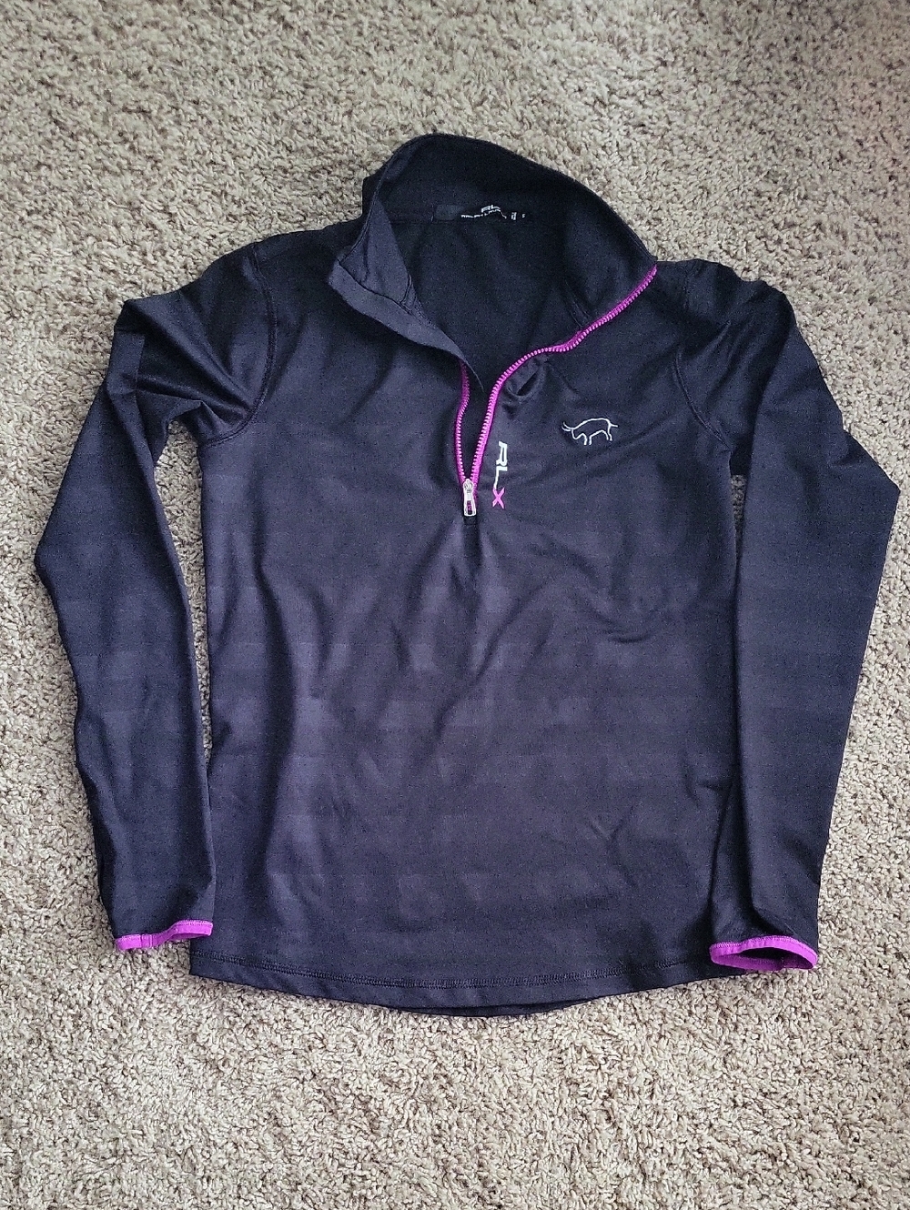 RALP Lauren Women's Black Half-Zip Pullover with Pink Trim